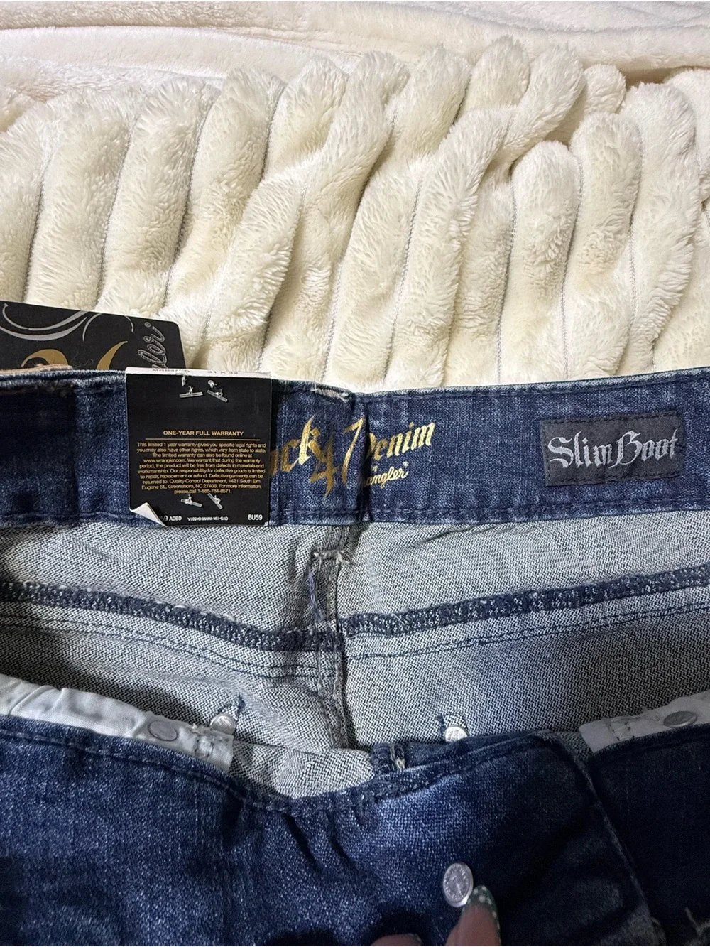 Rock 47 Wrangler Men’s Bootcut Jeans — Dark Blue